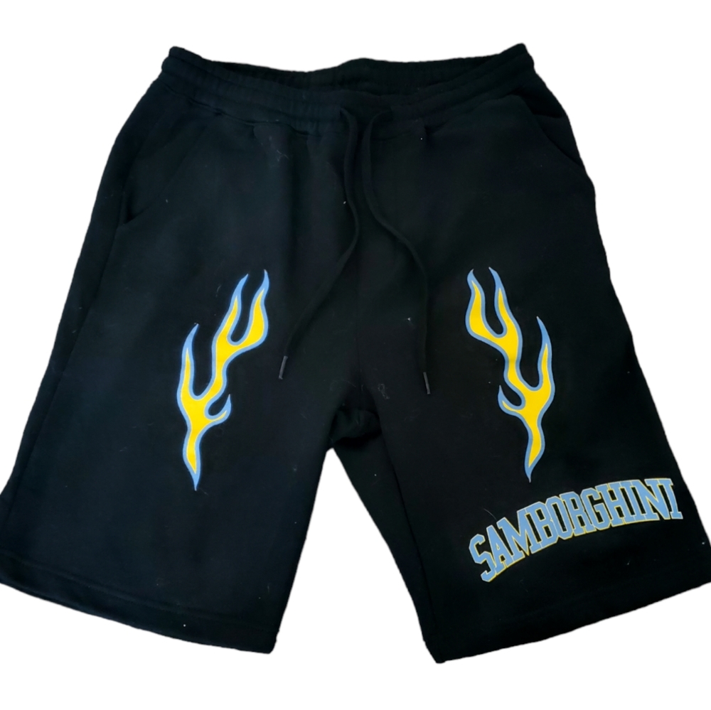 Samborghini Blue and Yellow Flame Sweat Shorts